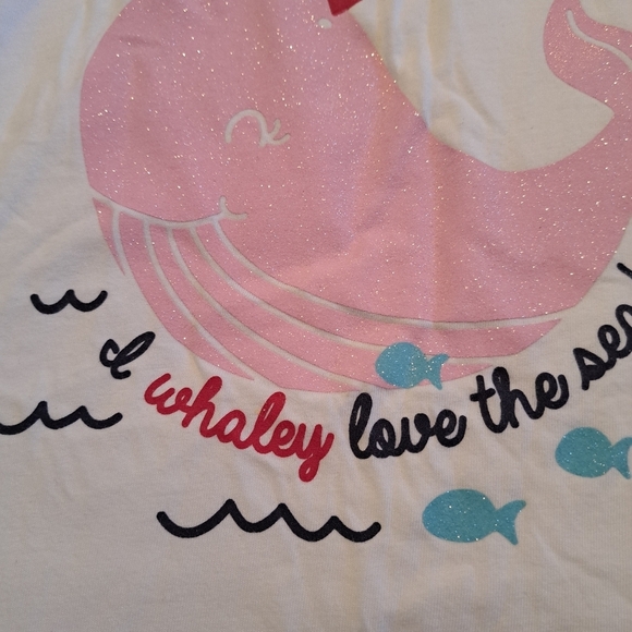 Faded Glory girls size 7 sparkly pink whale tank top, NEW - Picture 2 of 5